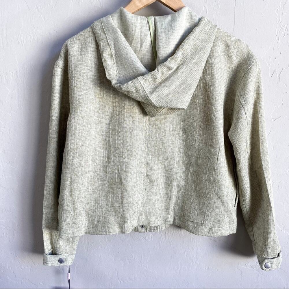 NWT Avec Les Filles Sage Green Hooded Zip Up Utility Jacket Small - Picture 2 of 6